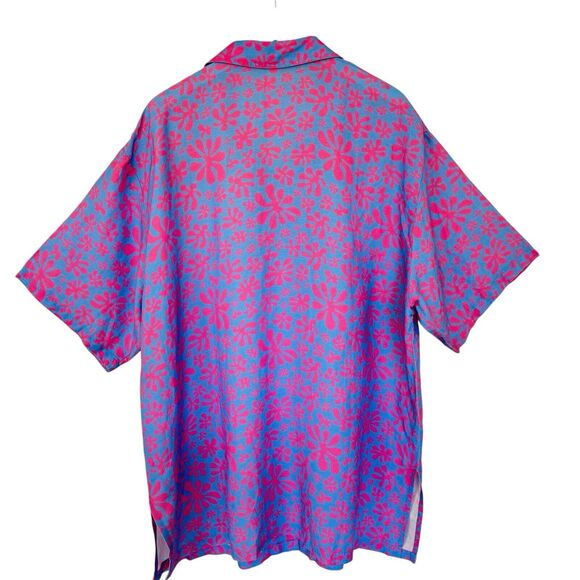 Kulani Kinis Oversized Button-up Linen Blend Cover-up Shirt In Kismet Floral XL - Picture 3 of 9
